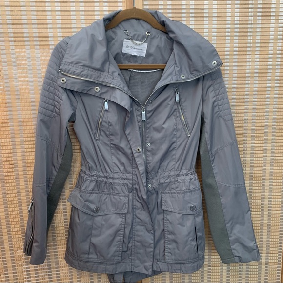 BCBG Generation Gray Hooded Zip Up Jacket Size Small - Picture 1 of 7
